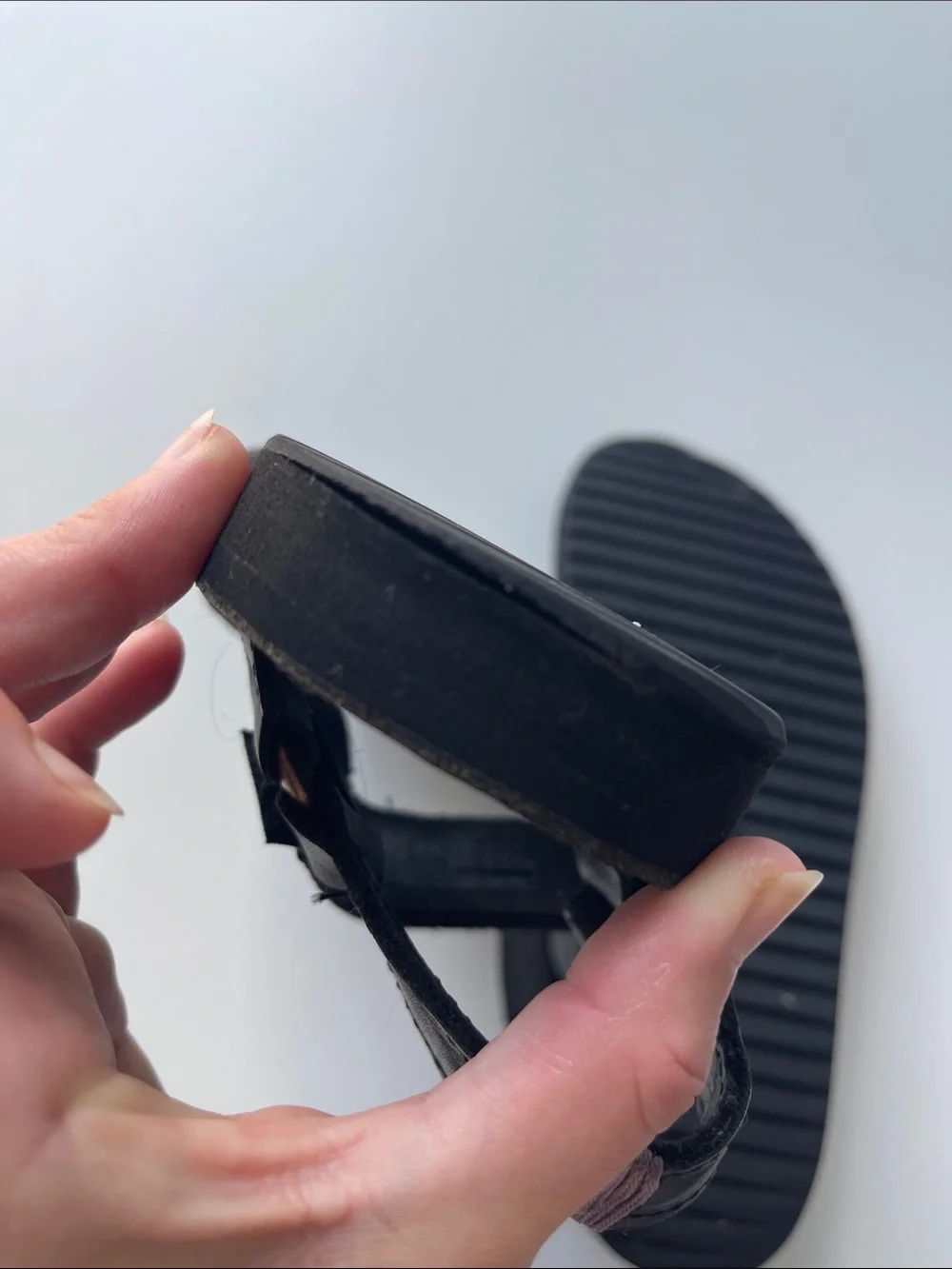 Black leather Tevas size 10